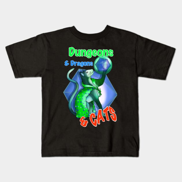 Dungeons and dragons and cats Kids T-Shirt by cuisinecat